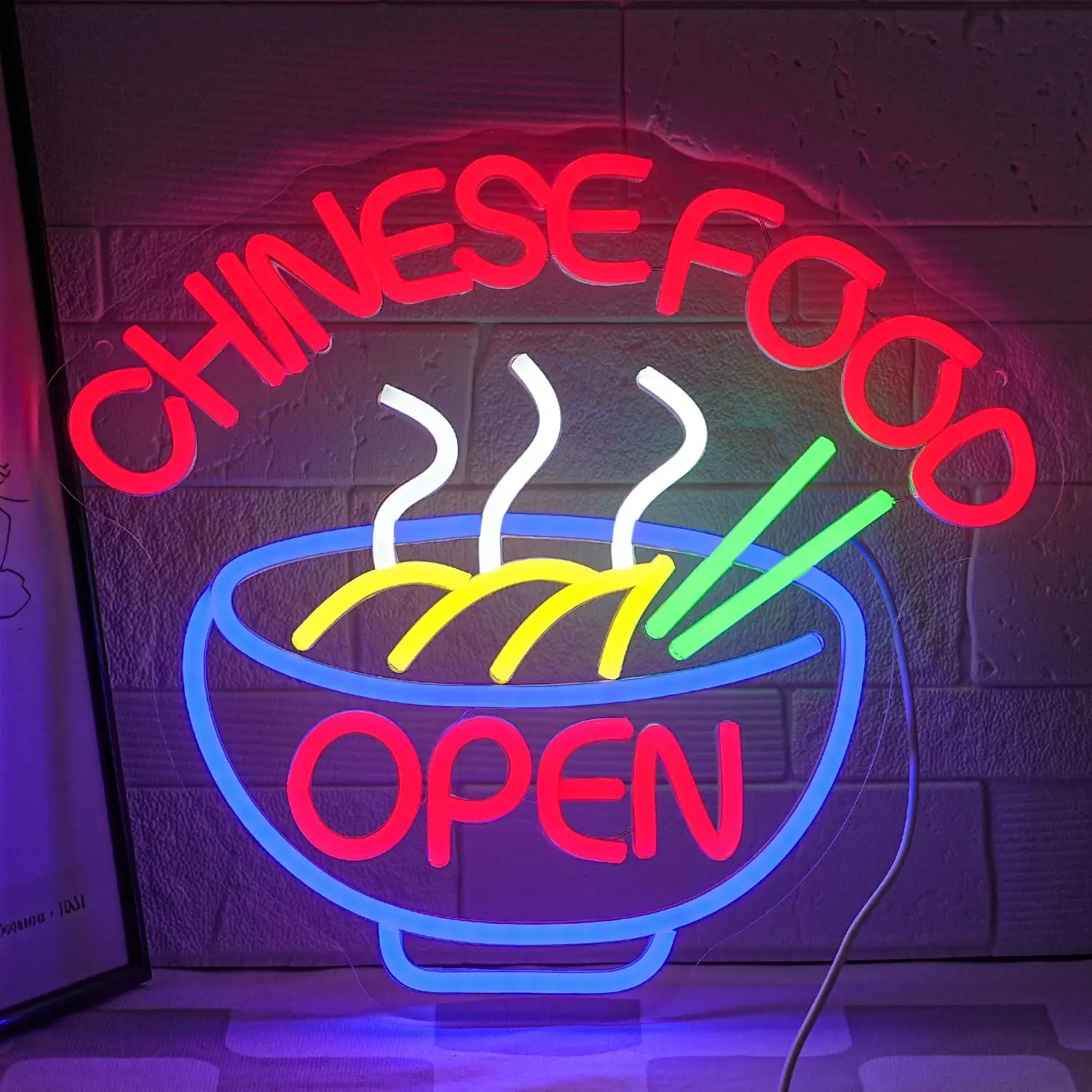 Commercial Kitchen Store - Chinese Food Open Neon Sign Ramen