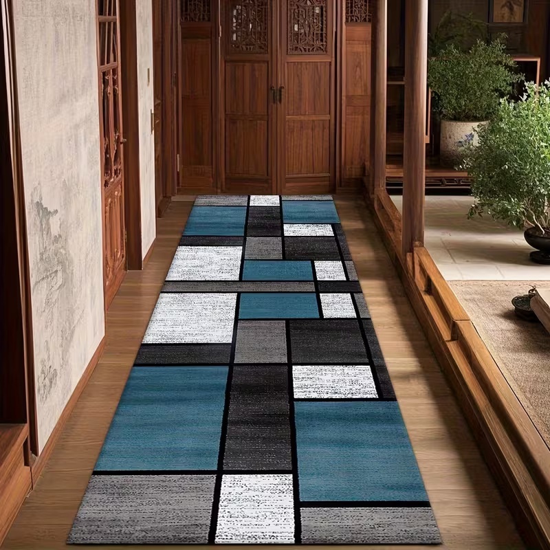 Commercial Kitchen Mats - Modern Geometric Patchwork Runner Rug Non-slip