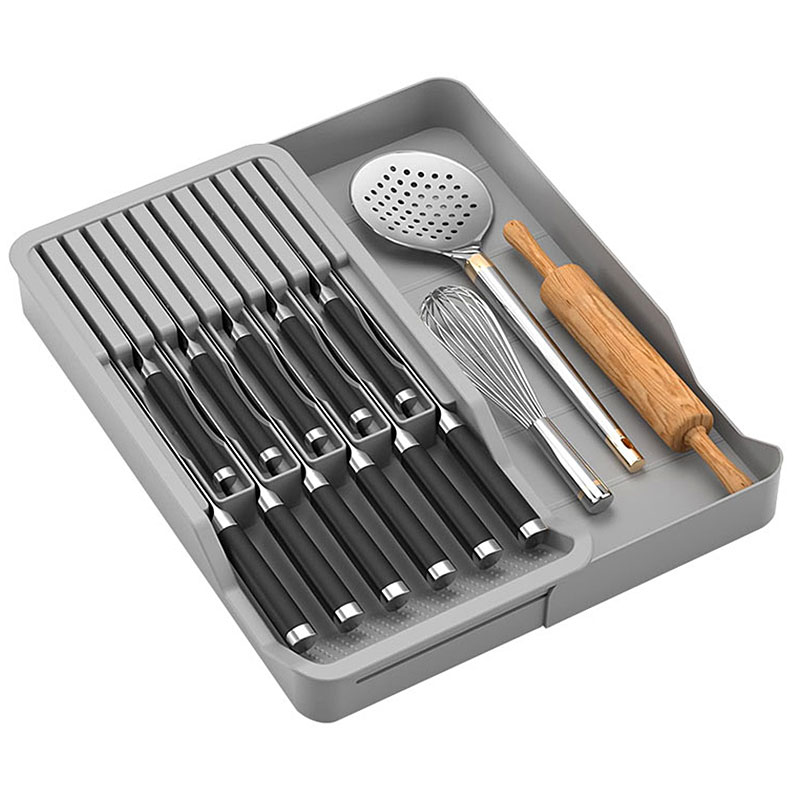 Commercial Kitchen Knife Holder - Knife Block Holder with Expandable Organizer