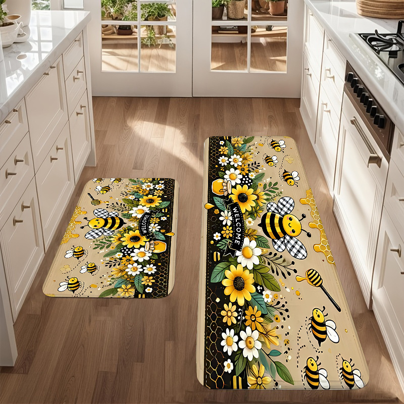 Bee Flower Kitchen Long Carpet - مراجعة Commercial Kitchen Mats وسعره