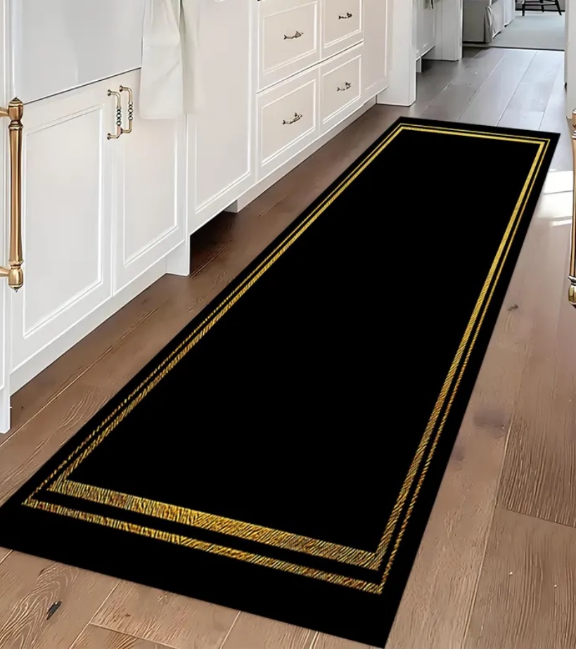 Luxury Black Gold Greek Key Bo - مراجعة Commercial Kitchen Mats وسعره