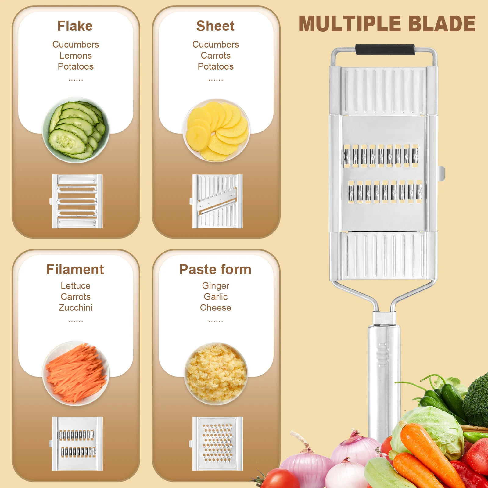 4 in1 Vegetable Slicer Stainle - مراجعة Commercial Potato Peeler وسعره