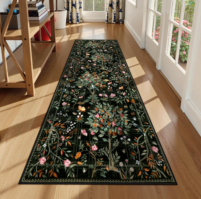 Elegant Dark Base Floral Long  - مراجعة Commercial Kitchen Mats وسعره
