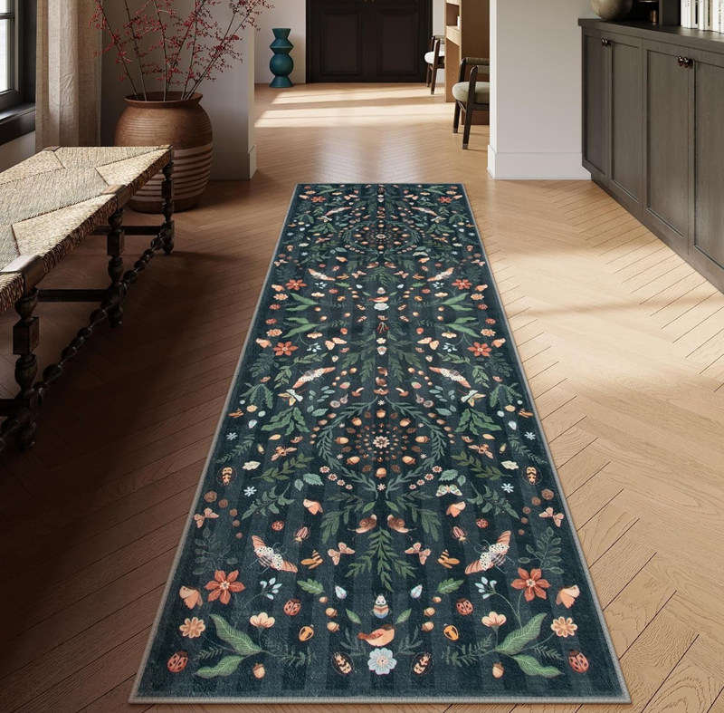Elegant Dark Base Floral Long  - مراجعة Commercial Kitchen Mats وسعره